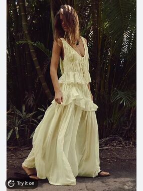 Free People Bare Bliss Ruffles Top + Peplum Skirt Set In Happy Hopes M